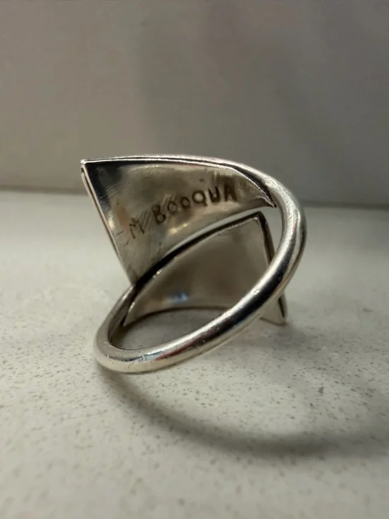 Antique Zuni Inlay Sterling Wrap Ring - Picture 2 of 2
